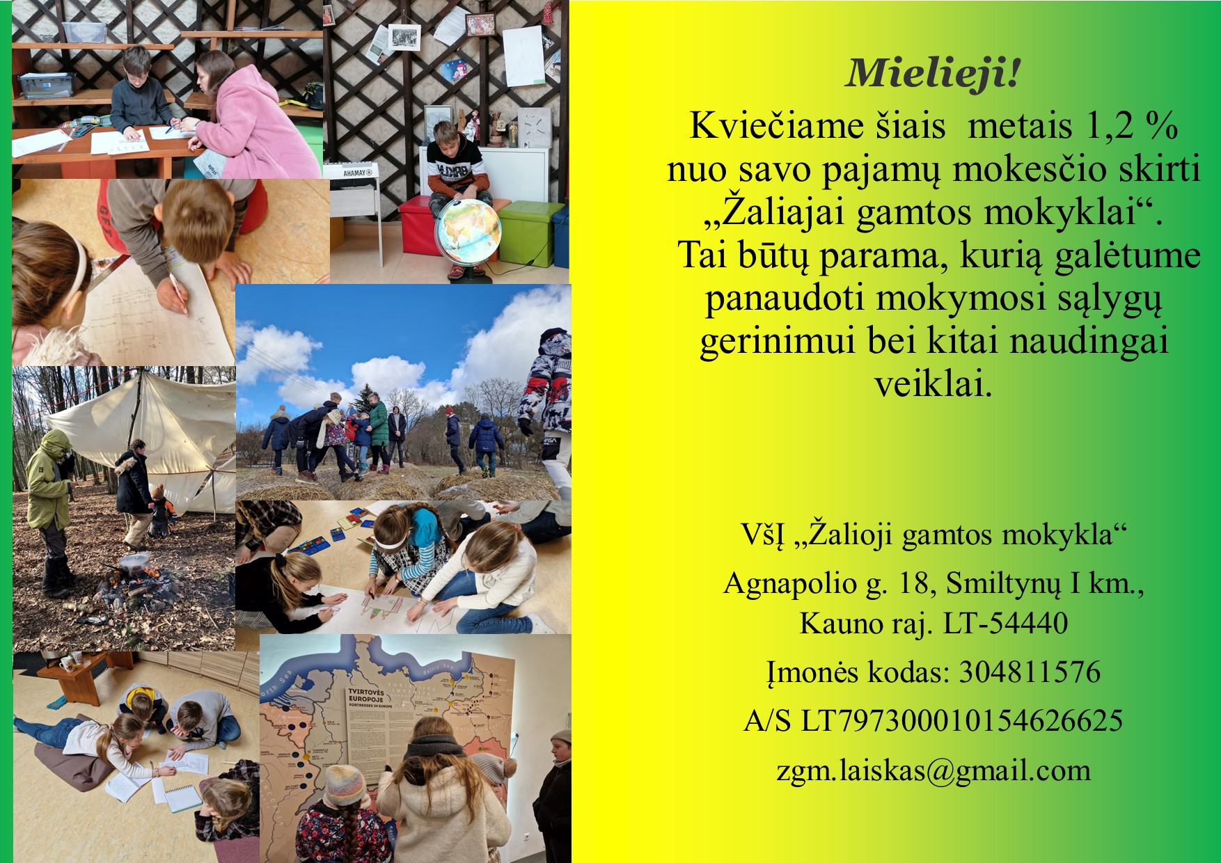 1,2 proc. GPM Žaliajai gamtos mokyklai